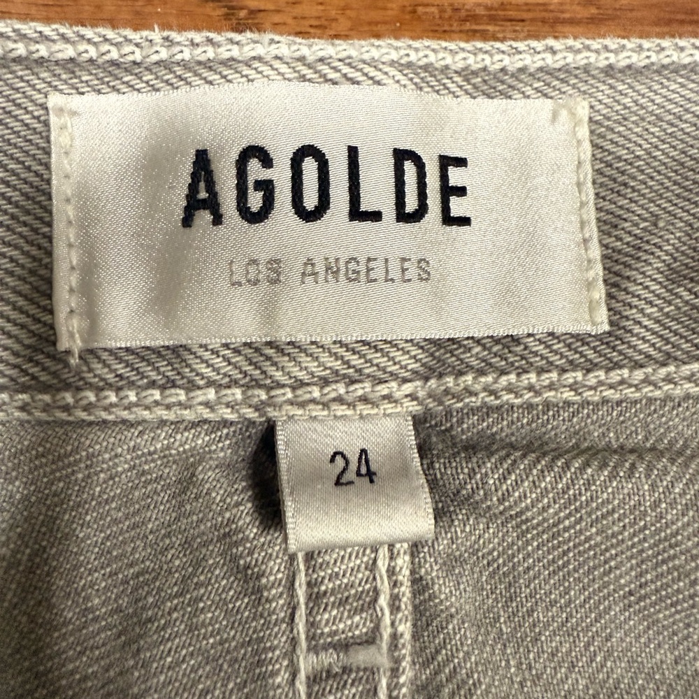 Agolde Light Gray High-Rise Straight Jeans - Picture 2 of 5